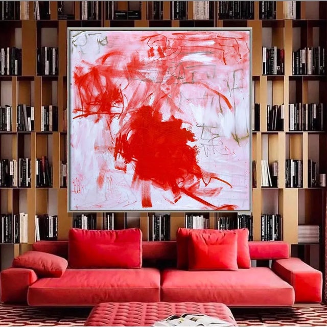 Scarlet "Seeing Red" by Trixie Pitts Large Abstract Expressionist Oil Painting For Sale - Image 8 of 12