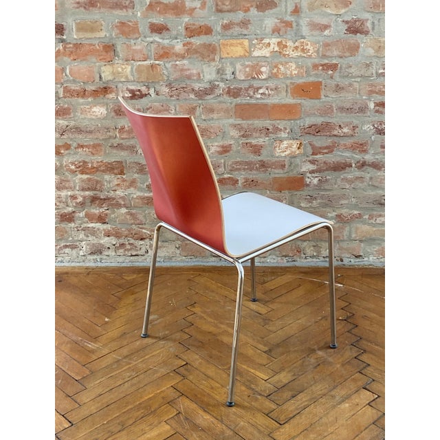 Red Vintage Red Back Stacking Chairs by Eric Magnussen for Engelbrechts, 1990s, Set of 7 For Sale - Image 8 of 17