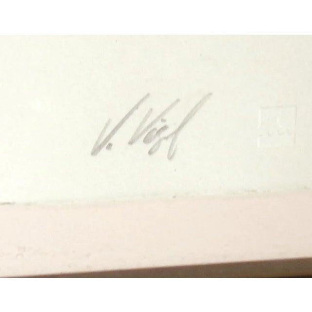 Blue Veloy Vigil "Ella" Hand Signed Art Lithograph, Framed, Small Edition For Sale - Image 8 of 12