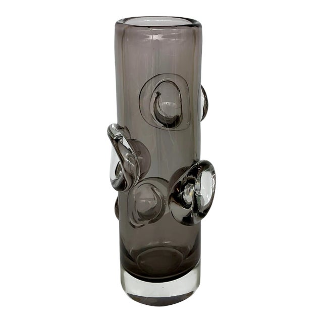 Global Views Modern Gray Cylindrical Glass Halo Vase For Sale