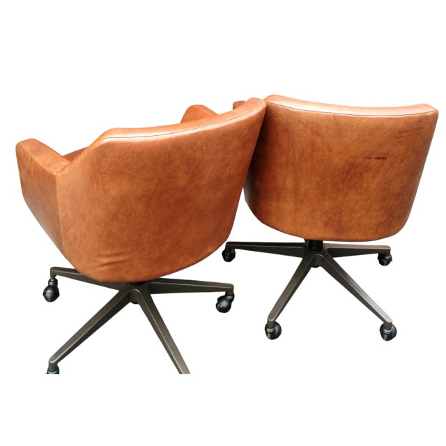 Animal Skin Elevate Your Workspace: Set of 4 West Elm Helvetica Genuine Leather Chairs For Sale - Image 7 of 10