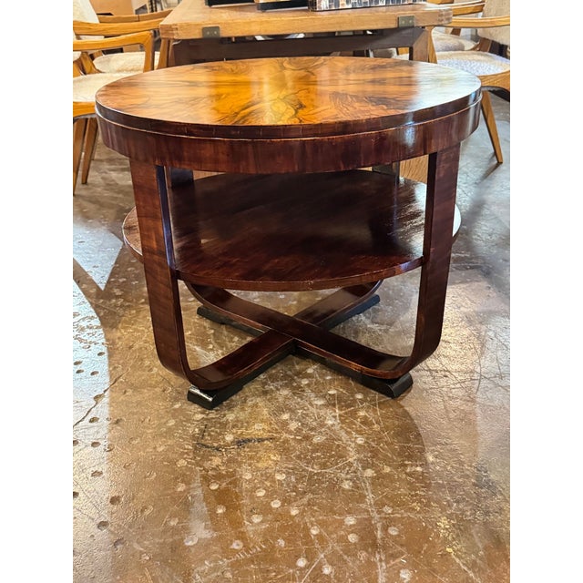 Italian Mid-Century Art Deco Style Walnut Table For Sale - Image 4 of 6