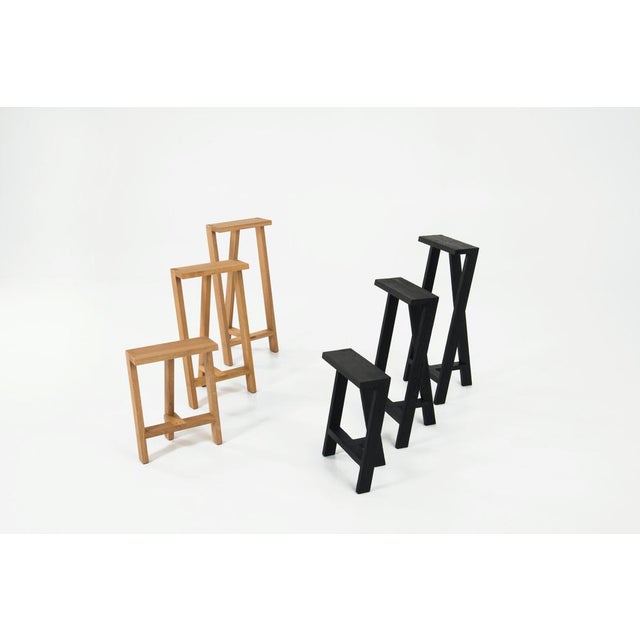 Large Pausa Oak Stools by Pierre-Emmanuel Vandeputte, Set of 4 For Sale - Image 12 of 18