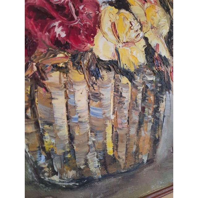 Vintage Floral Still-Life Impasto Painting Flowers Signed For Sale In Fayetteville, AR - Image 6 of 10