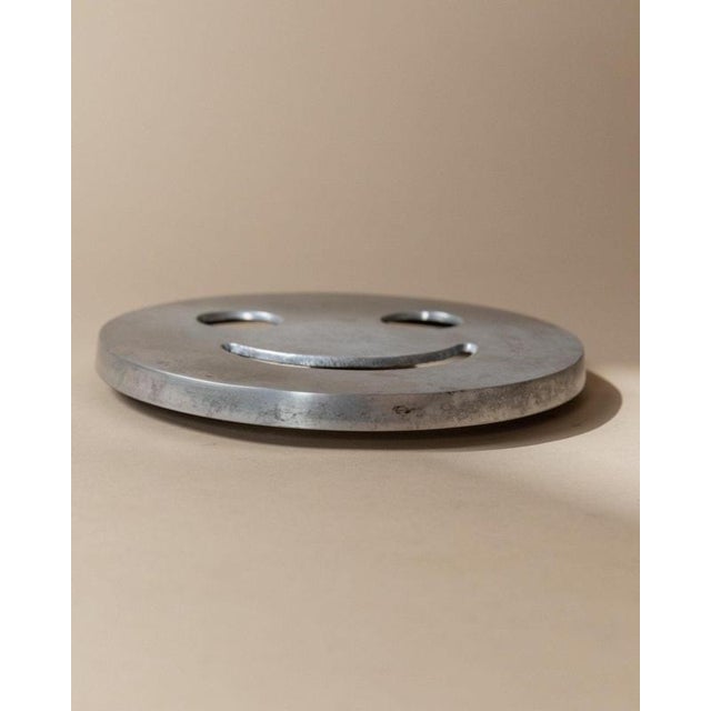 Vintage Metal Smiley-Face Shape Coaster, Italy, 1980s For Sale - Image 6 of 11