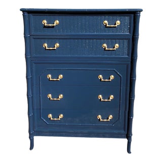 1970s Lacquered Faux Bamboo Broyhill Dresser For Sale
