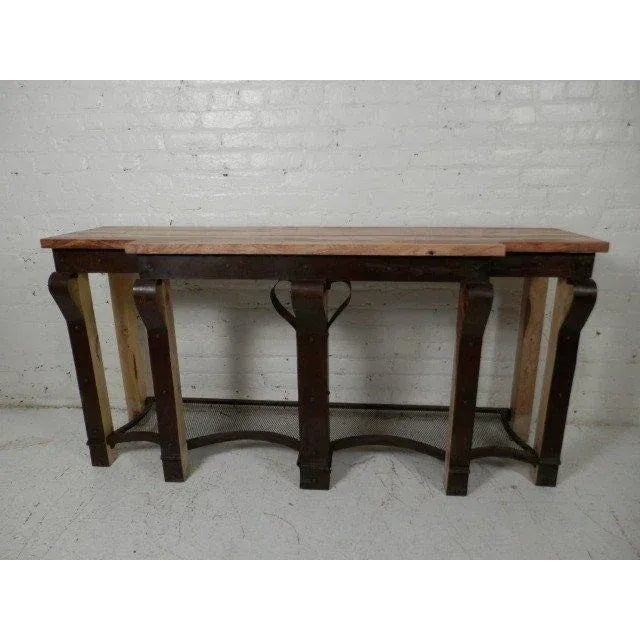 Brown Late 20th Century Metal and Wood Console Table For Sale - Image 8 of 8