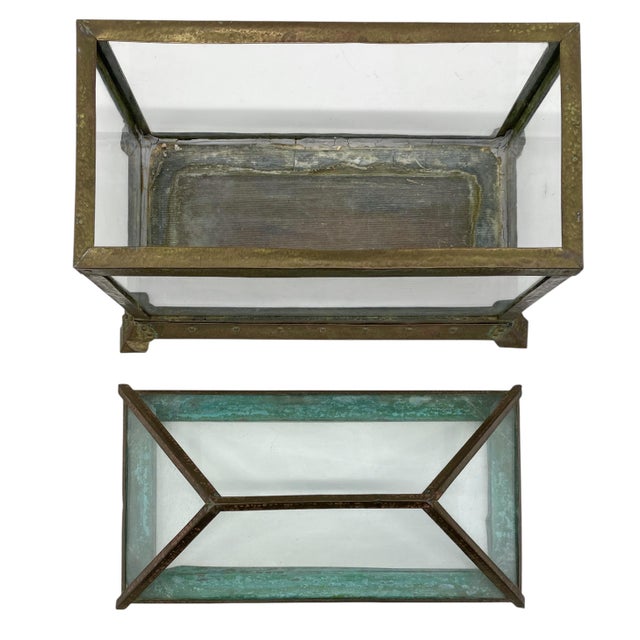 Antique Arts & Crafts Copper and Glass Terrarium For Sale - Image 4 of 4