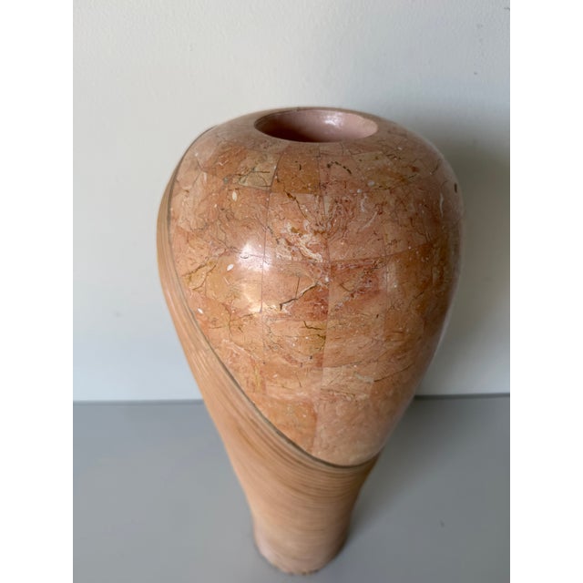 1980s 1980’s Vintage Maitland Smith Style Tessellated Stone & Rattan Decorative Vase For Sale - Image 5 of 11