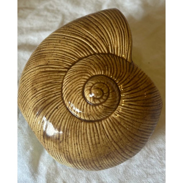 Traditional California Coastal Chic Ceramic Seashell Planter, Signed by the Artist For Sale - Image 3 of 11