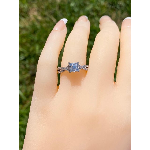 Silver The Weston: Mystery Set Engagement Ring with Split Crossed Shank For Sale - Image 8 of 10