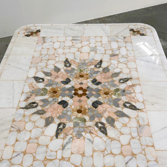 Large Italian Pietra Dura Marble Mosaic Coffee Table For Sale - Image 9 of 16