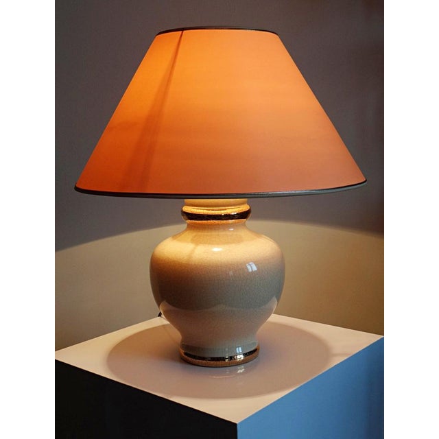Modern Vintage Panama Dynasty Crackle-Glazed Earthenware Lamp from Le Dauphin, 1980s For Sale - Image 3 of 13