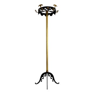 Vintage Italian Brass and Black Lacquer Coat Rack, 1950s For Sale