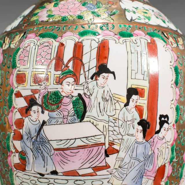 1940s Vintage Chinese Ceramic Decorative Famille Rose Vase For Sale - Image 9 of 13