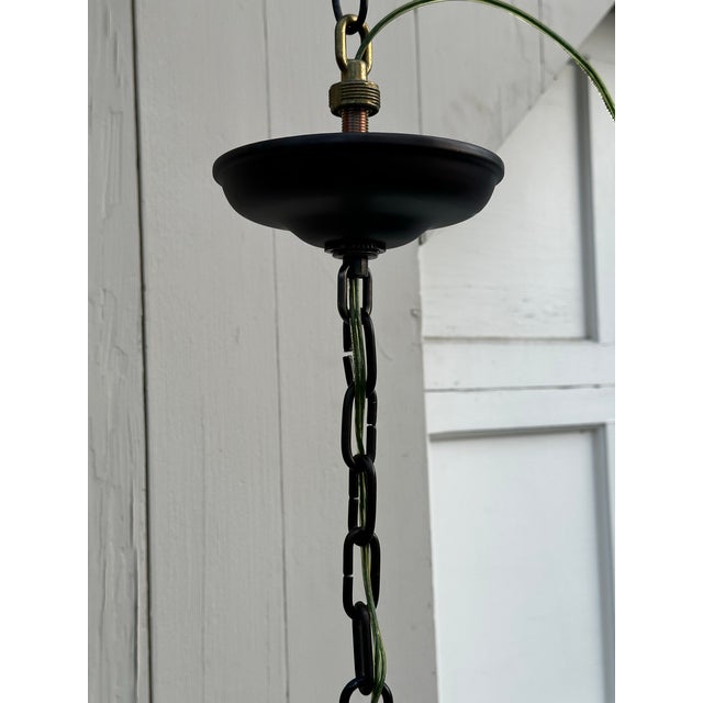 Vintage Deco Shade With Brass Hanging Fixture For Sale In New York - Image 6 of 6