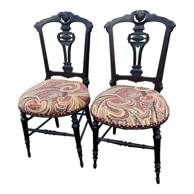 Antique Late 19th Century Victorian East Lake Carved Chairs - a Pair For Sale