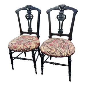 Antique Late 19th Century Victorian East Lake Carved Chairs - a Pair