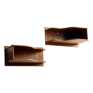 Teak Floating Nightstands, 1960s, Set of 2 For Sale