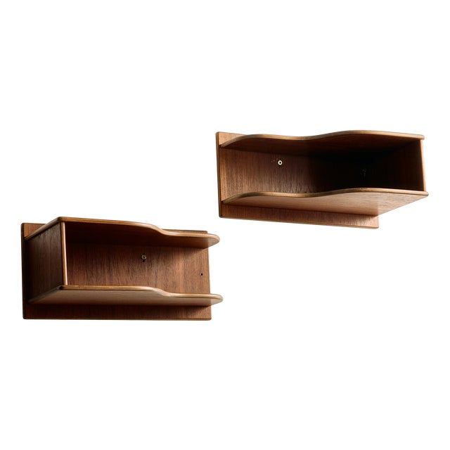 Teak Floating Nightstands, 1960s, Set of 2 For Sale