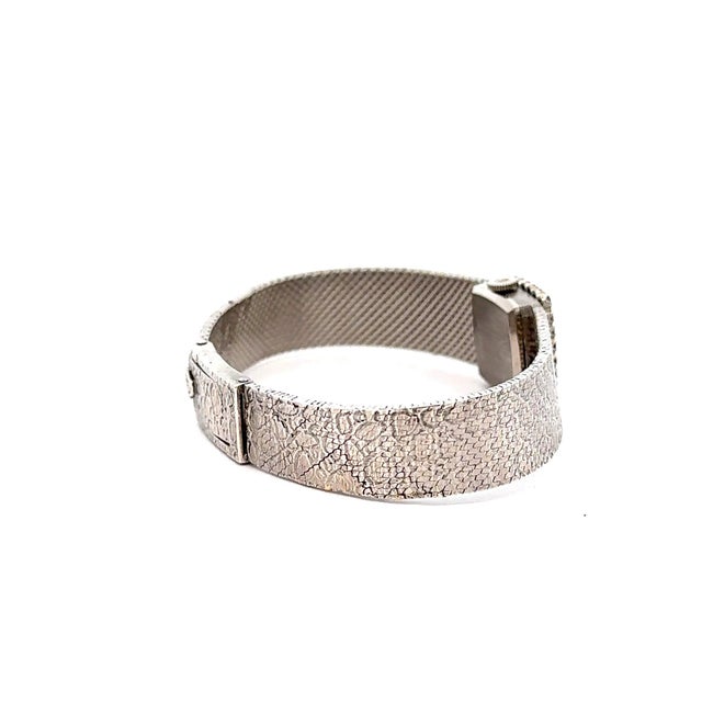 White Rolex Precision 18k White Gold 18mm Diamond Bezel Watch For Sale - Image 8 of 12