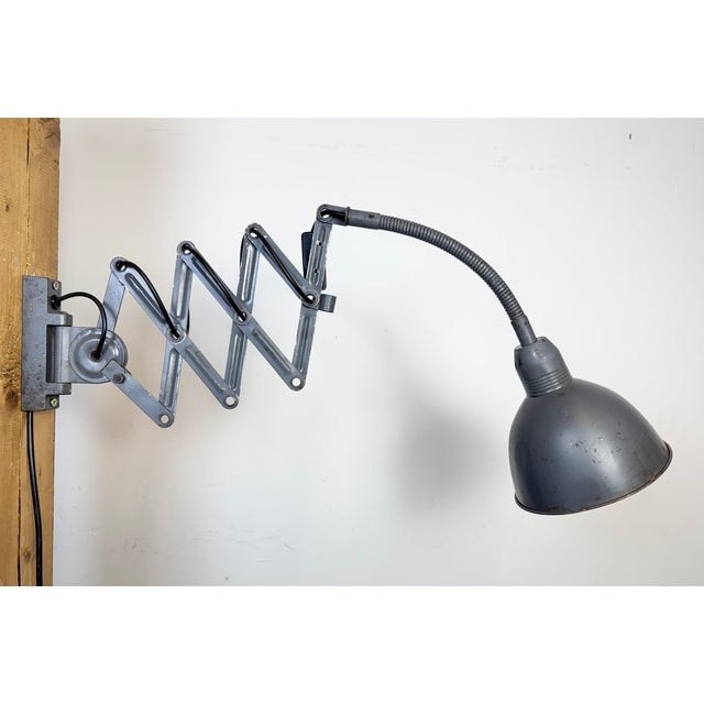 Industrial Grey Scissor Wall Lamp from Elektroinstala, 1960s For Sale - Image 11 of 18