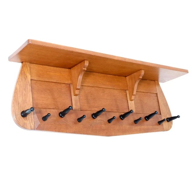 Art Deco Amsterdamse School Wall Coat Rack in Oak, 1920s For Sale - Image 3 of 9