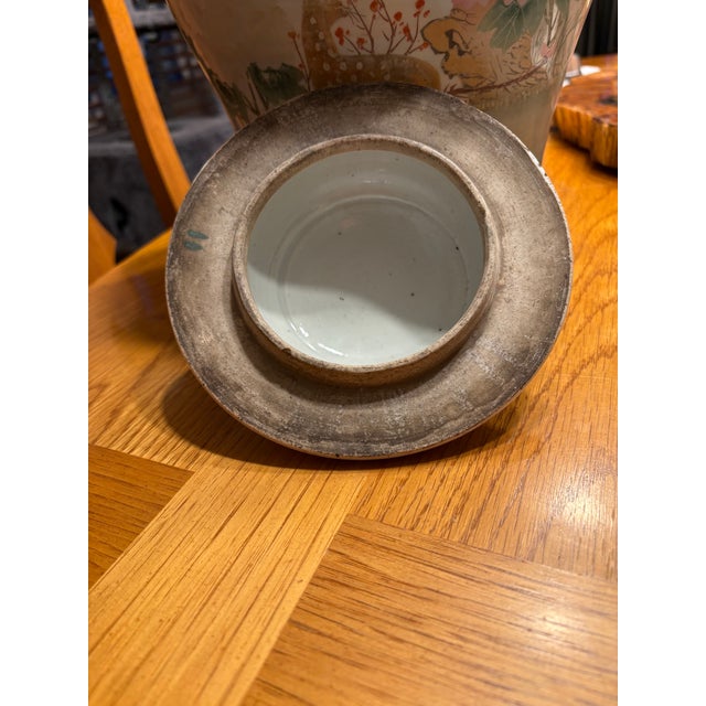 Vintage Chinese Famille Rose Porcelain Temple Jar With Deer, Crane & Peonies For Sale - Image 10 of 10