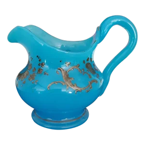 Antique Bohemian Glass Moser Rock Crystal Opaline Jug