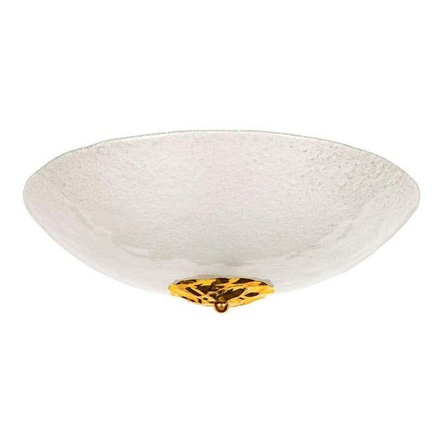 Mid-Century Modern 1960s Frosted Murano Glass Bowl Flush Mount For Sale - Image 3 of 10