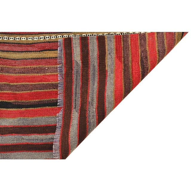 Mid 20th Century Mid 20th Century Vintage Striped Turkish Kilim Rug For Sale - Image 5 of 7
