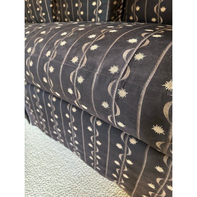 Ebony 1980s Vintage Postmodern Marge Carson Silk Roll-Arm Sofa For Sale - Image 8 of 12