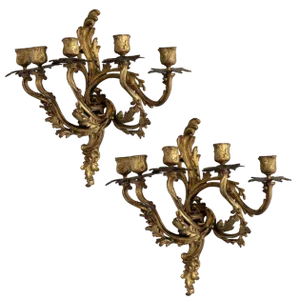 French Louis XV Gilt Bronze Sconces, 19th Century, Set of 2