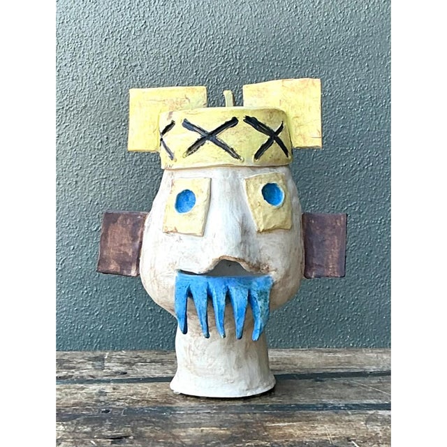Ceramic Vintage Abstract Ceramic Bust Sculpture For Sale - Image 7 of 12