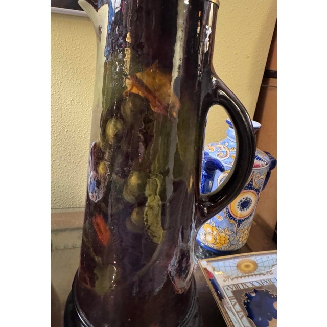 Weller Pottery 1920s Weller Pottery Ewer Form Lamp in Jewel-Toned Flambe Glaze For Sale - Image 4 of 6