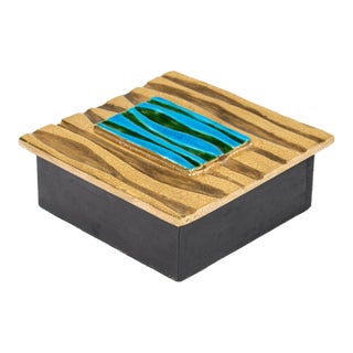 Vintage Gold, Green and Blue Box For Sale