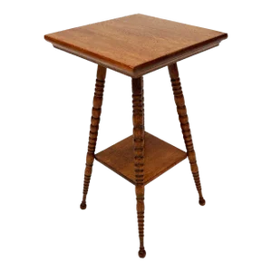 Americana 1920's Tiger Oak Bobbin Leg Two-Tier Table