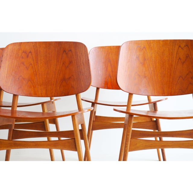 1950s Danish Model 155 Shell Chairs by Børge Mogensen for Soborg, 1950, Set of 6 For Sale - Image 5 of 14