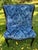 A pair of vintage accent chairs NEWLY upholstered in a gorgeous indigo damask, velvet fabric that gives an opulent,...