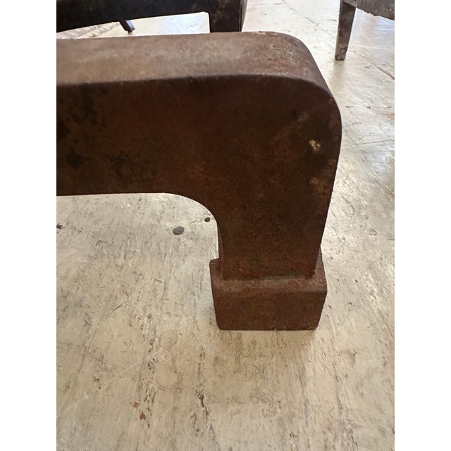 Metal Huge Antique Iron Cannonball Andirons -a Pair For Sale - Image 7 of 8