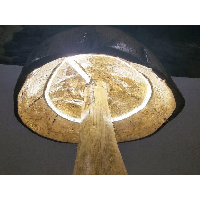 Early 21st Century Handcrafted Oak Mushroom Table Lamp, 2010s For Sale - Image 5 of 18