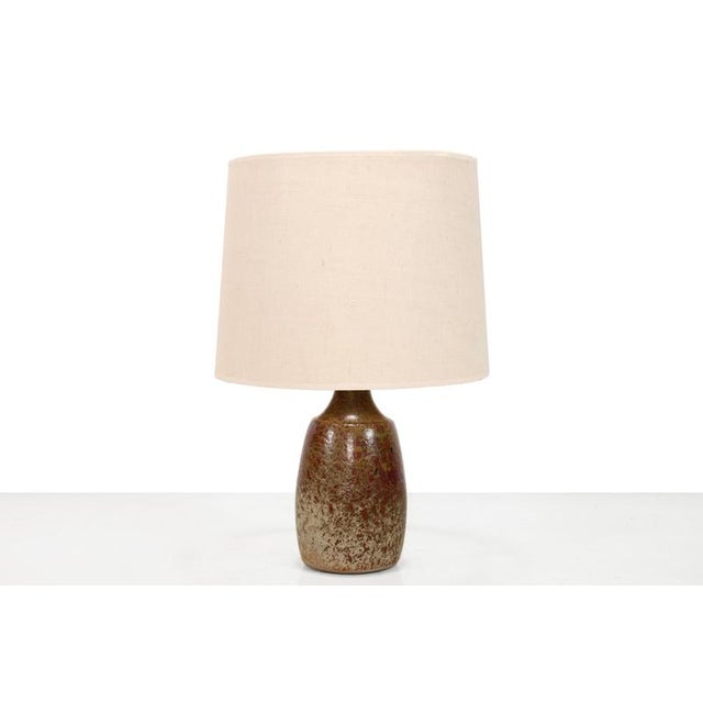 Textile Ceramic Table Lamp by Frank Milo for Tromborg, 1960s For Sale - Image 7 of 7