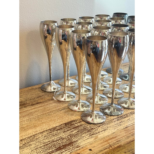 Vintage Kirk Stieff Silver-Plated Champagne Flutes - Spain, Set of 20 For Sale - Image 4 of 7