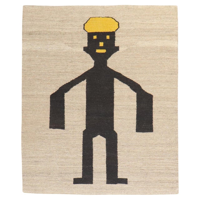 Late 20th Century Hey Dude Pictorial Persian Kilim Wall Hanging - 3'9" x 4'3" For Sale In New York - Image 6 of 18
