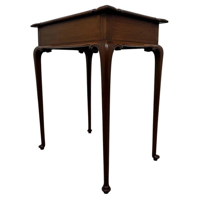 Antique Early 20th Century English Mahogany Side Table with Cabriole Legs For Sale - Image 6 of 12