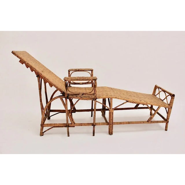 Art Deco Rattan Chaise Lounge from Perret & Vibert, France, 1920s For Sale - Image 4 of 11