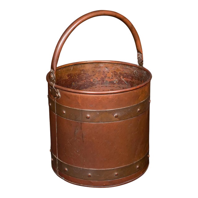 Antique Waste Paper Basket, English, Copper, Study, Office, Cornish, Edwardian For Sale