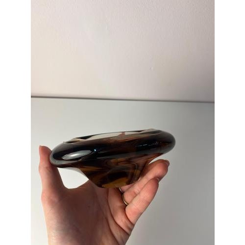 Charcoal Grey Glass Ashtray by Miloslav Klinger for Železný Brod Sklo For Sale - Image 8 of 11