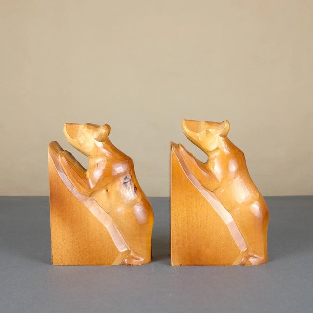 Wooden Bear Bookends from VEB Kunstgewerbliche Holzarbeiten Klings, 1950s, Set of 2 For Sale - Image 4 of 16