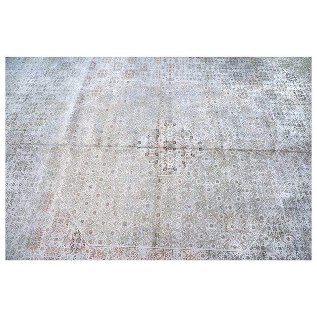 Antique Persian Tabriz Wool 13x18 Gray & Ivory Handmade Oversized Area Rug #1142928 For Sale - Image 10 of 16